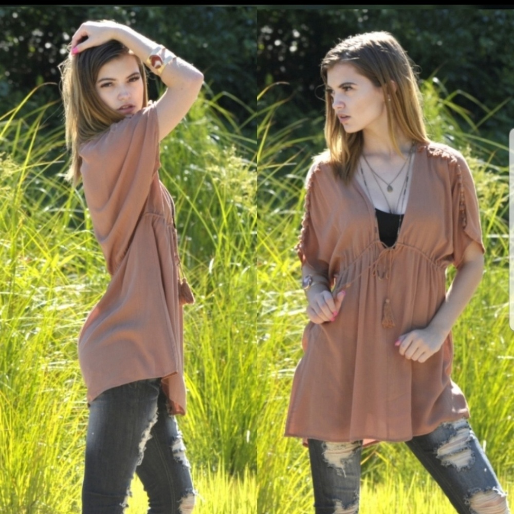 New Rustic Brown Boho Top